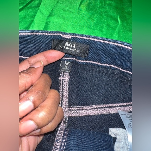 NWT Women's True Religion Becca Mid Rise Boot Cut Dark Blue Jeans size 28 - Picture 6 of 14